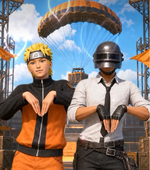 Naruto × PUBGM dance trend promo frame